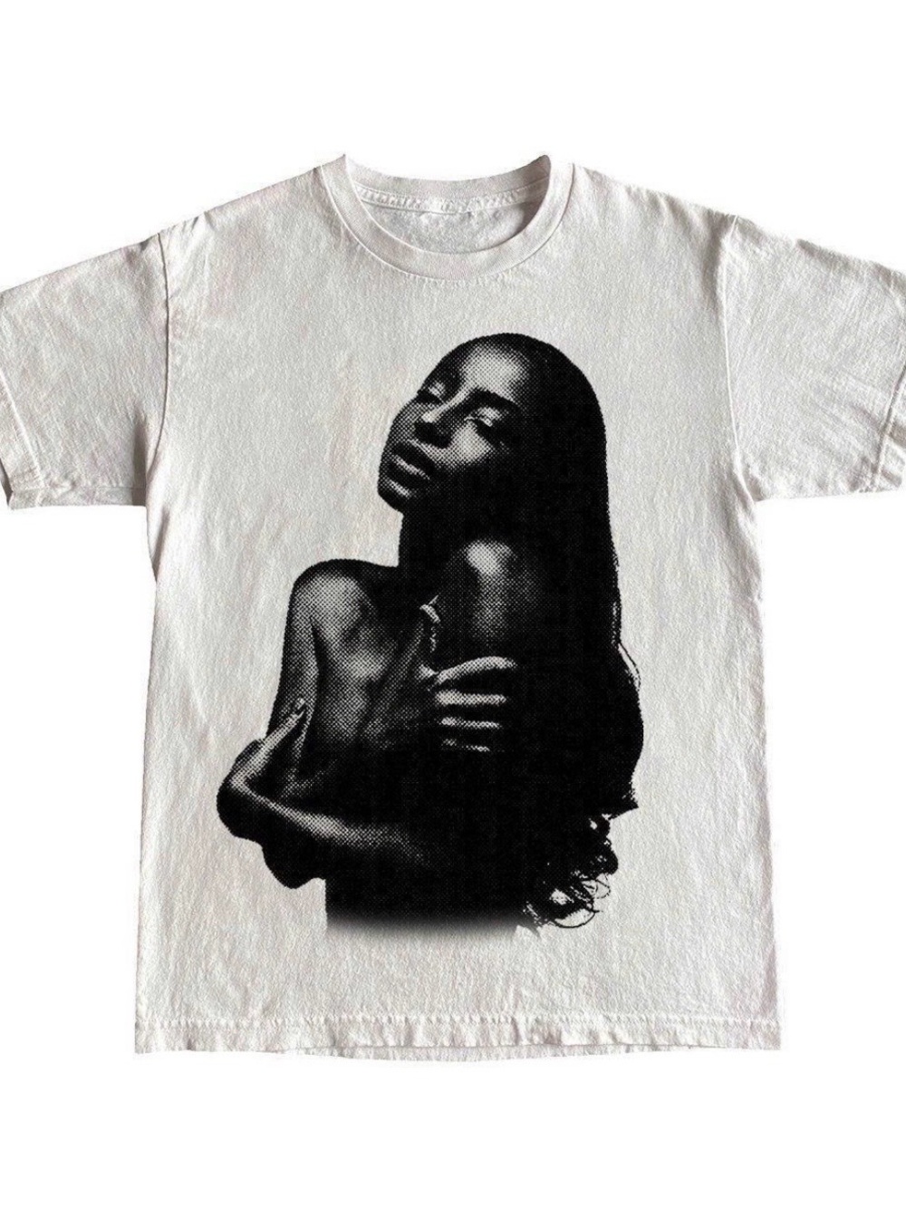 Sade  Short-Sleeve Tee with Black Portrait Graphic